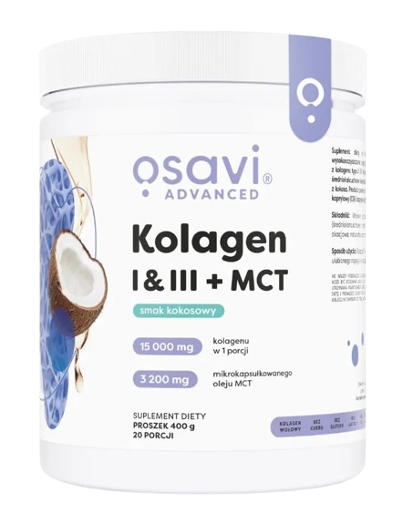 OSAVI Kolagen I & III + MCT, smak kokosowy (400 g)